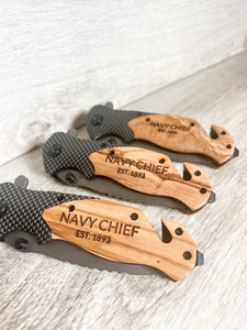 NAVY CHIEF Engraved Knife