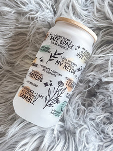 TEACHERS DAILY AFFIRMATIONS Glass Can Cup