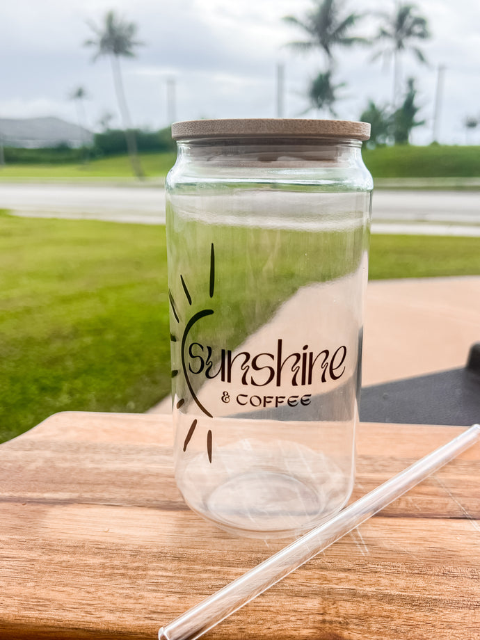 SUNSHINE & COFFEE Glass Can Cup