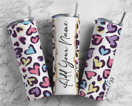 ANIMAL PRINT HEART Custom Name Tumbler