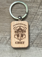 Load image into Gallery viewer, USN Wooden Engraved Keychains
