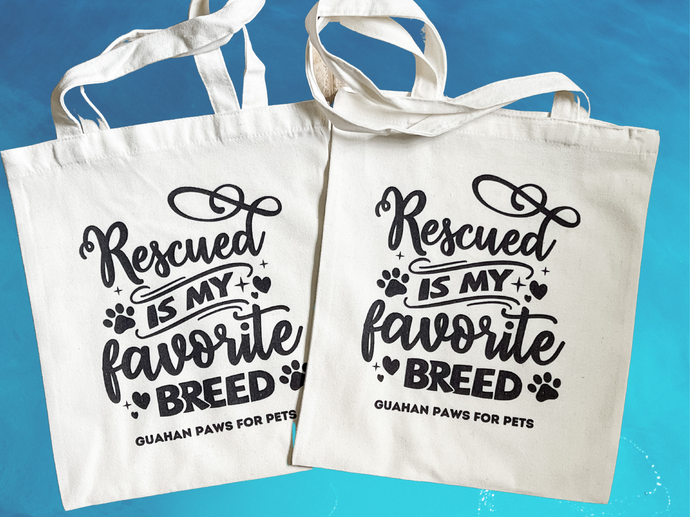 PAWS FOR PETS Rescued is my Favorite Breed Tote Bag