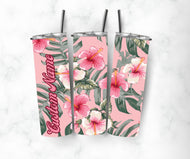 PINK HIBISCUS Customize Name Tumbler