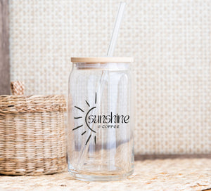 SUNSHINE & COFFEE Glass Can Cup